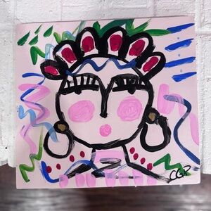 Original Abstract Portrait Art on foam board